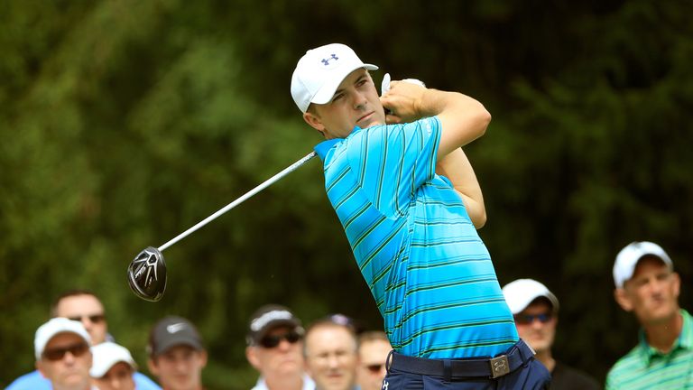 Jordan Spieth in action at the WGC-Bridgestone at Firestone
