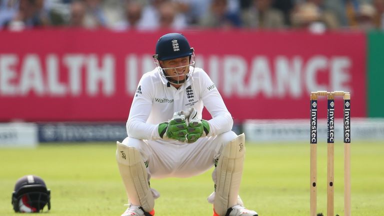 Jos Buttler of England looks on during day one of the 2nd Investec Ashes Test  between England and Australia at Lord's.