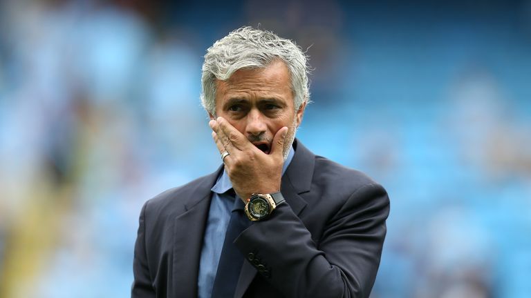 Chelsea manager Jose Mourinho during the Barclays Premier League match at the Etihad Stadium, Manchester.