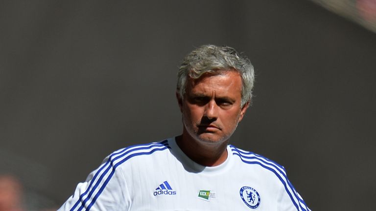 Chelsea manager Jose Mourinho looks on