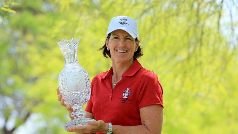 RANCHO MIRAGE, CA - APRIL 01:  Juli Inkster the United States Team Captain for the 2015 Solheim Cup to be held at The Golf Club St.Leon-Rot in Germany in S