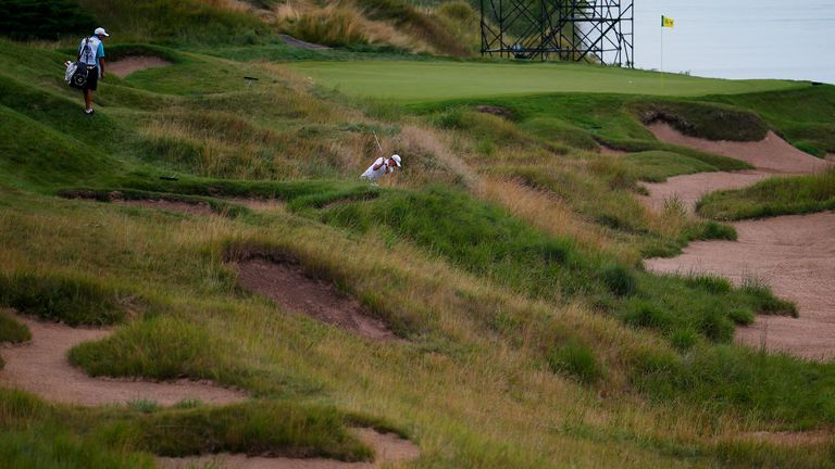 SHEBOYGAN, WI - AUGUST 13:  Justin Rose of England hits a shot on the 13th hole during the first round of the 2015 PGA Championship at Whistling Straits