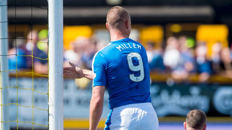 Kenny Miller celebrates his first goal for Rangers as he makes it 4-1.