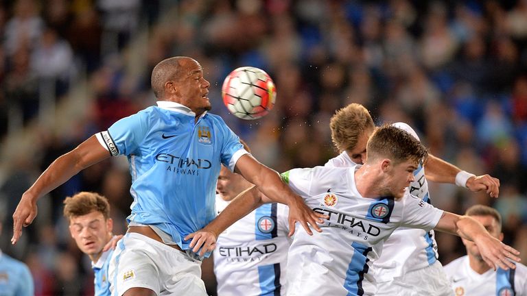 Vincent Kompany in action for Manchester City against Melbourne City