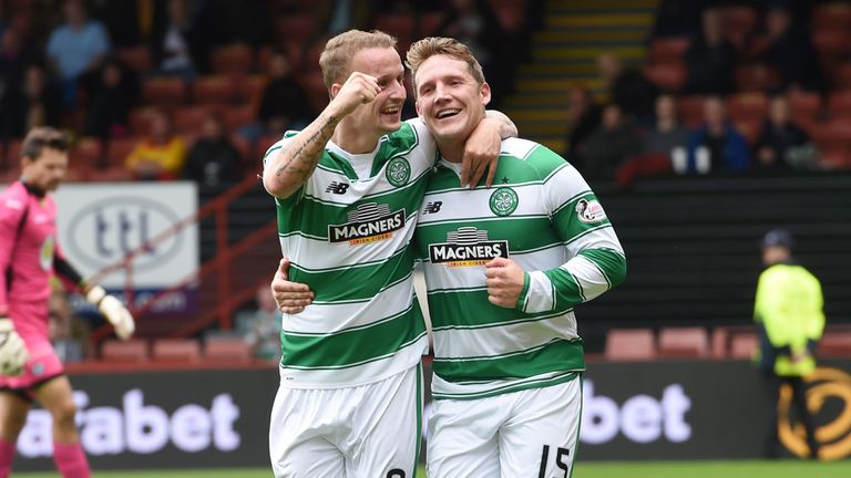 Celtic's Kris Commons (right) celebrates after putting his side 2-0 up against Partick