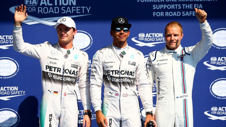 Nico Rosberg, Lewis Hamilton and Valtteri Bottas