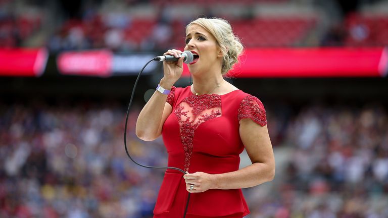 Lizzie Jones, wife of the late Danny Jones, sings Abide With Me.