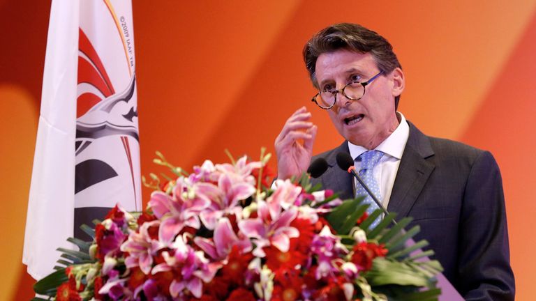  Lord Sebastian Coe addresses the delegates after being elected the new president of the IAAF