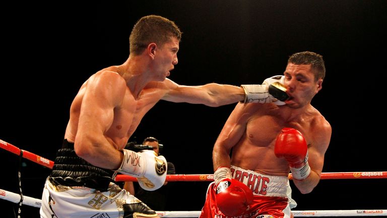 Luke Campbell (left) in action against Tommy Coyle during their vacant WBC International Lightweight title and WBC Eliminator contest in Hull