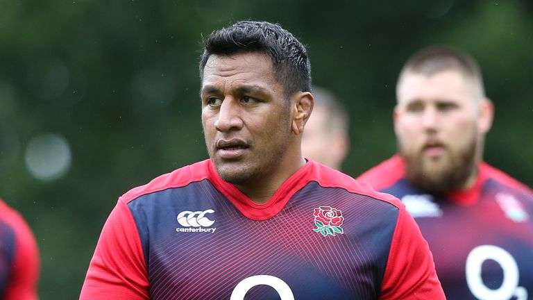 BAGSHOT, ENGLAND - AUGUST 10:  Mako Vunipola looks on during the England training session held at Pennyhill Park on August 10, 2015 in Bagshot, England.  (