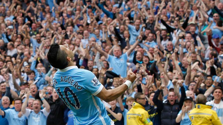 Manchester City's Sergio Aguero celebrates 