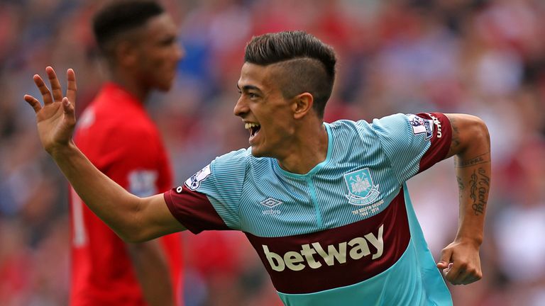 West Ham United's Manuel Lanzini celebrates 