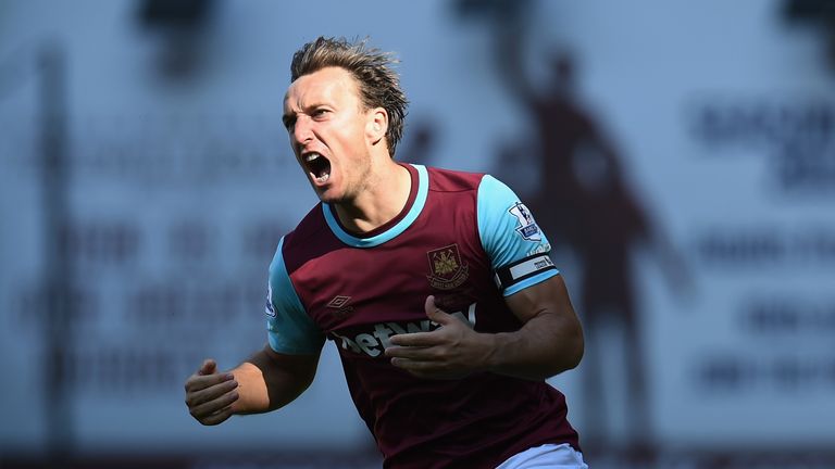 Mark Noble pulls a goal back for West Ham from the penalty spot