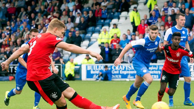 Rangers' Martyn Waghorn scores his side's second goal from the penalty spot 