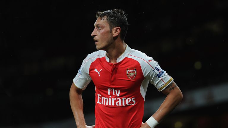Mesut Ozil of Arsenal during the Barclays Premier League match between Arsenal and Liverpool