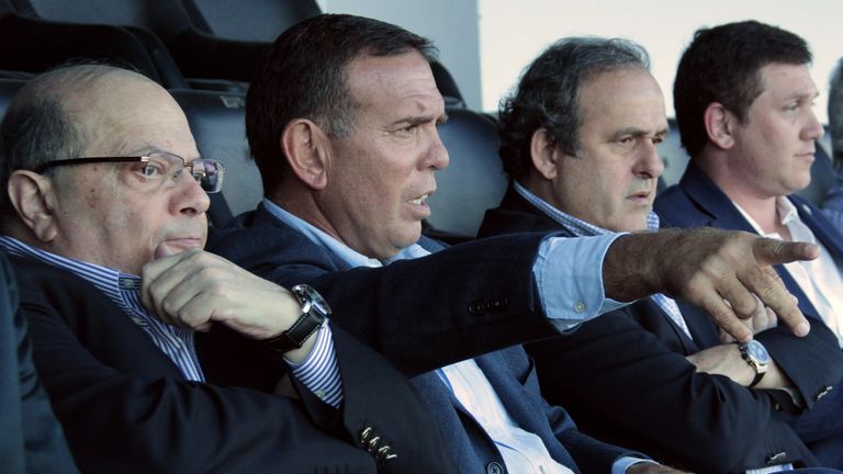 UEFA president Michel Platini (left) and Paraguay FA president Alejandro Dominguez 