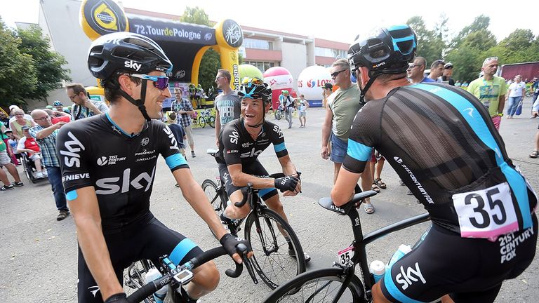 Mikel Nieve and David Lopez before stage three of the 2015 Tour of Poland