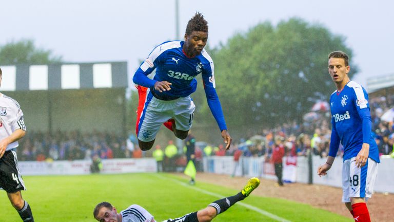 On-loan Rangers winger Nathan Oduwa was the victim of a number of first-half fouls at Ayr