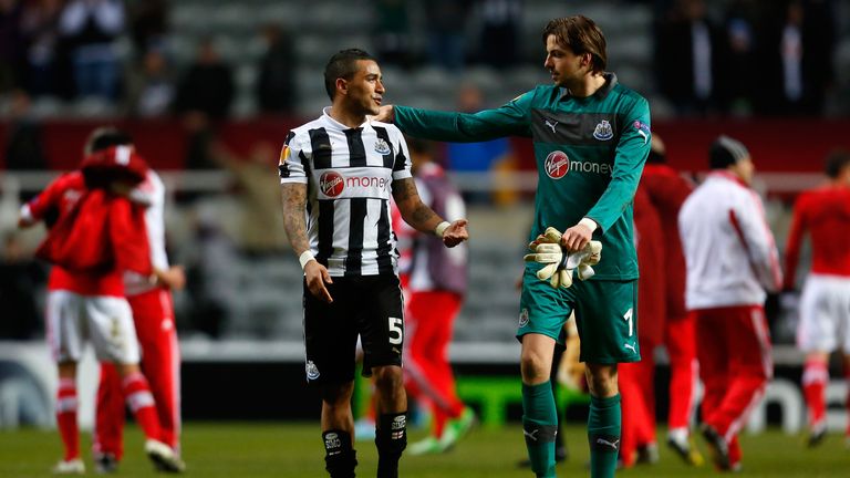 Newcastle were knocked out of the Europa League by Benfica in 2012/14