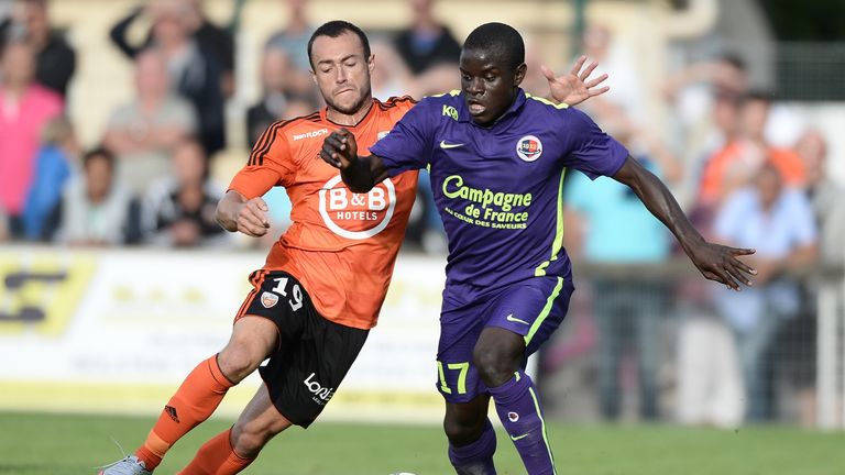 Midfielder N'golo Kante (right) in action for Caen. 