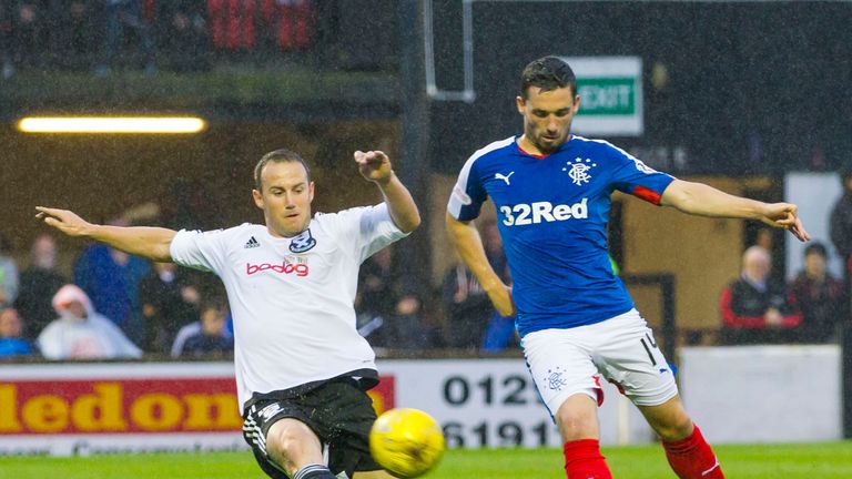 Nicky Clark (right) scores to put Rangers 1-0 up against Ayr