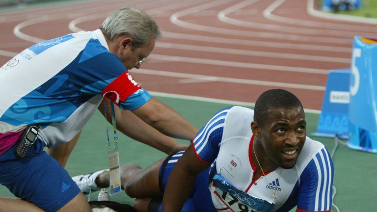 Darren Campbell bounced back to win relay gold after suffering a hamstring injury in the 200m at Athens