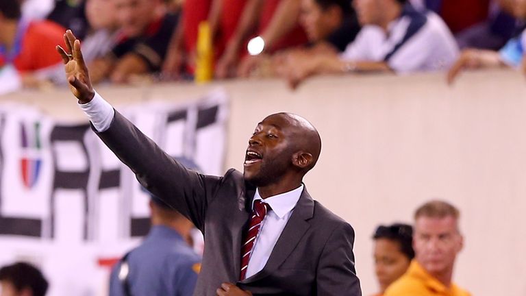 Paulo Wanchope directs his Costa Rica players from the touchline