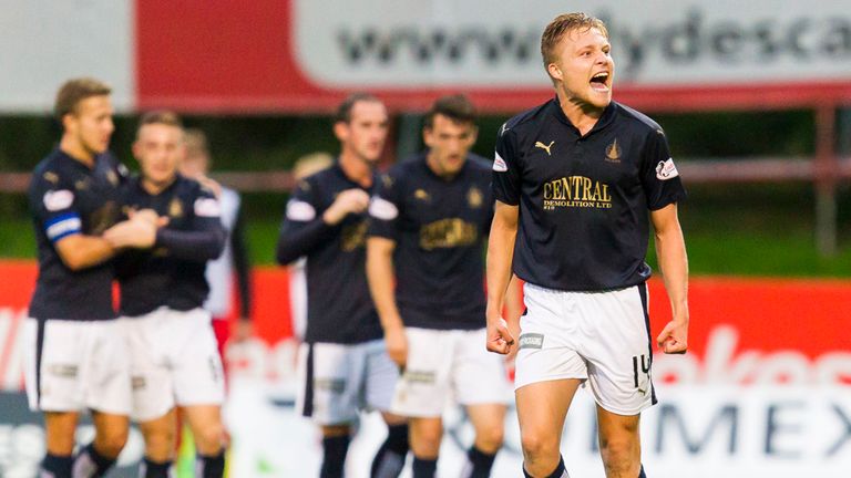 Falkirk's Peter Grant celebrates after giving his side the one goal lead