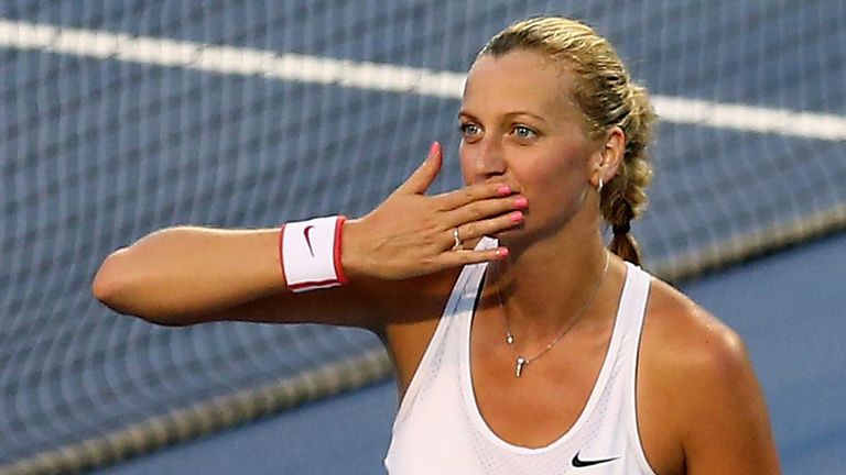 Petra Kvitova of Czech Republic celebrates her win over Agnieszka Radwanska 