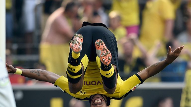 Pierre-Emerick Aubameyang of Borussia Dortmund celebrates 