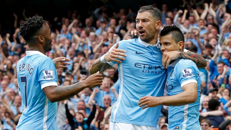 Manchester City's Sergio Aguero celebrates scoring 