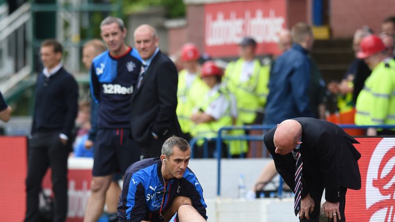 Rangers captain Lee Wallace was forced off in the first half with a knee injury