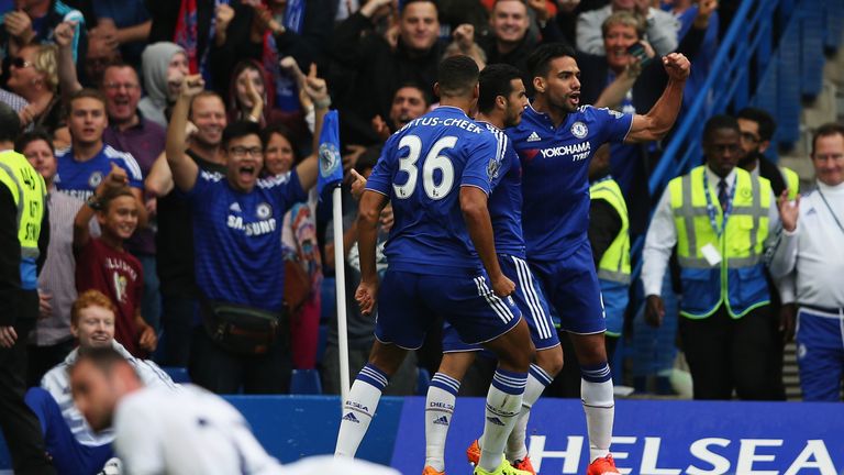 Radamel Falcao of Chelsea celebrates scoring chelsea's first goal against Crystal Palace - 1-1!