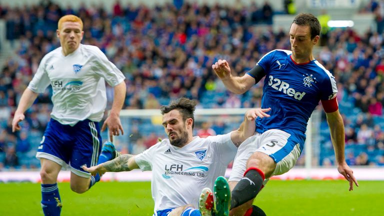Peterhead defender Scott Ross (centre) has been banned for two matches for spitting at Nicky Law during a League Cup tie at Rangers