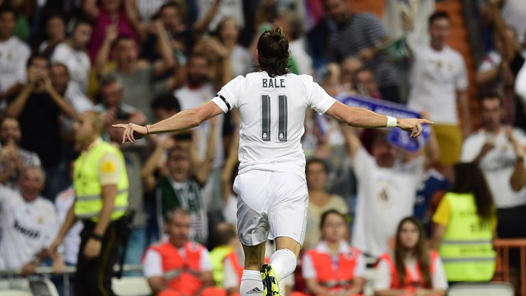 Gareth Bale celebrates after opening the scoring against Real Betis