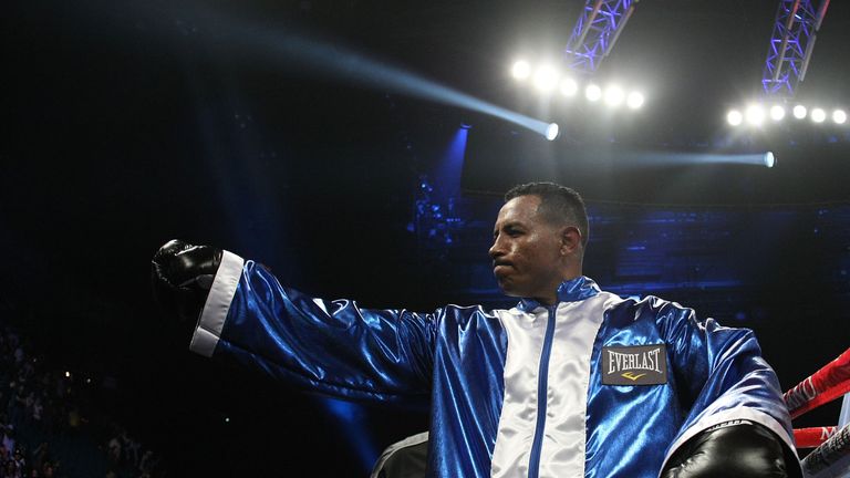 LAS VEGAS - MARCH 12:  Ricardo Mayorga enters the ring before his bout with  Miguel Cotto for the WBA Super Welterweight title bout at the MGM Grand Garden