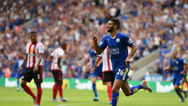 Riyad Mahrez of Leicester City celebrates