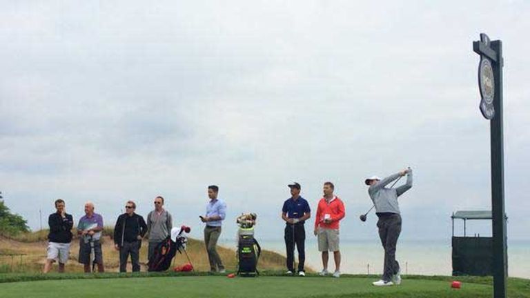 Rory McIlroy tees off at Whistling Straits on Saturday (pic - James Haddock)