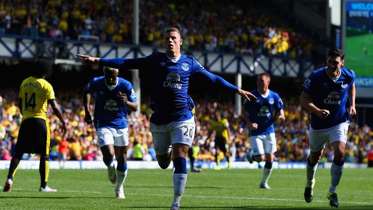 Ross Barkley scores Everton's equaliser against Watford from a stunning drive to make it 1-1
