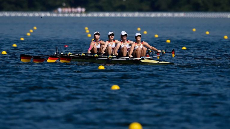 German rowers take part in World Juniors event at the Freitas Lagoon in Rio