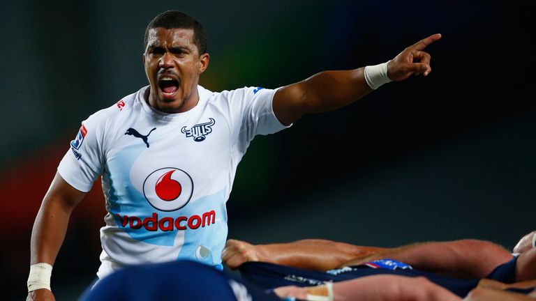 Rudy Paige of the Bulls directs play  during the round 14 Super Rugby match against the Blues