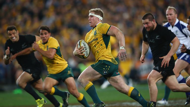 Australia No 8 David Pocock makes a break during their victory over New Zealand in Sydney