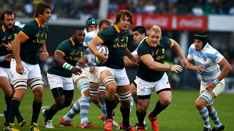 Lood de Jager makes a break during South Africa's defeat to the Pumas