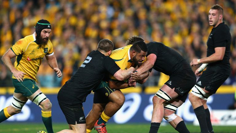 Scott Sio is tackled during Australia's win over New Zealand