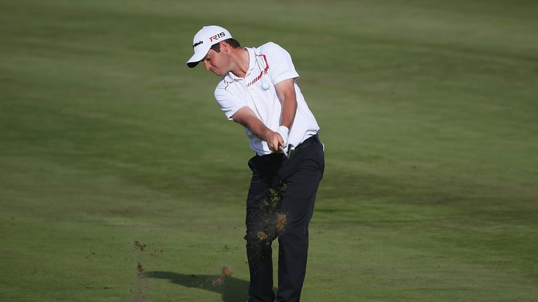 PRAGUE, CZECH REPUBLIC - AUGUST 27:  Sam Hutsby of England plays a shot on the 14th fairway during day one of the D+D Real Czech Masters at Albatross Golf 