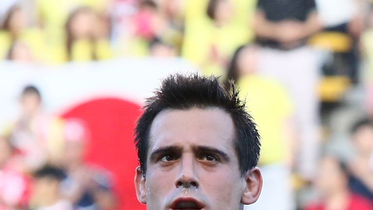 Santiago Vilaseca of Uruguay lines up