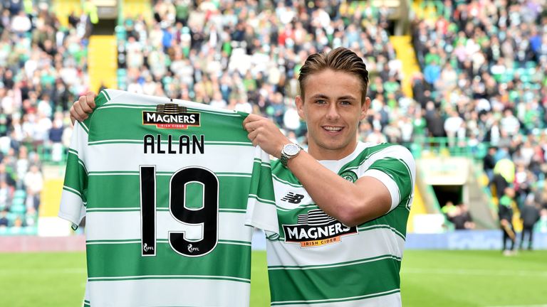 New Celtic signing Scott Allan was unveiled to the home support ahead of kick-off against Inverness