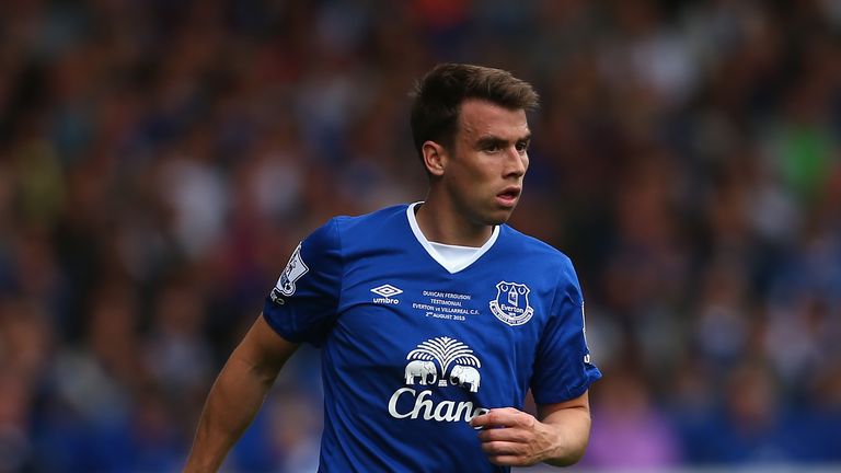 Seamus Coleman of Everton in action during the Duncan Ferguson Testimonial match between Everton and Villarreal at Goodison Park