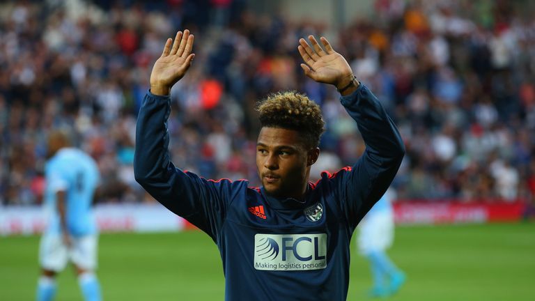 Gnabry was introduced to West Brom fans before their 3-0 defeat to Man City