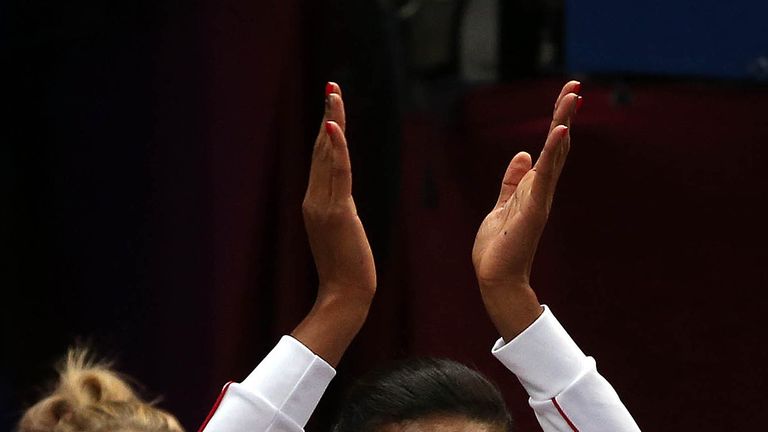 England's Stacey Francis applauds the crowd